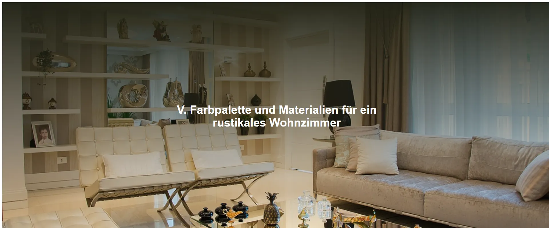 Farbpalette und Materialien für ein rustikales Wohnzimmer