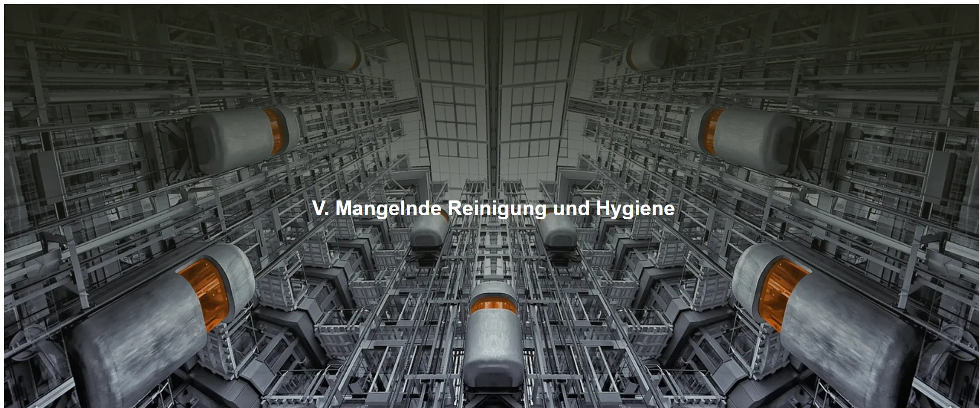 Mangelnde Reinigung und Hygiene